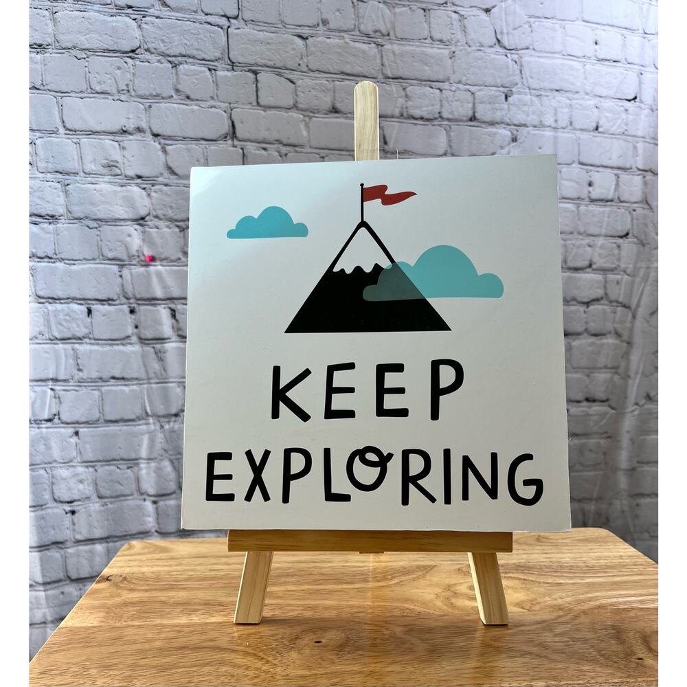 Pillowfort "Keep Exploring" Mountain Tabletop or Wall Decor For Kids NEW